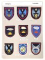 Belgien, Sammlung Ärmelabzeichen Luftwaffe, auf Karton getackert