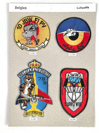 Belgien, Sammlung Ärmelabzeichen Luftwaffe, auf Karton getackert