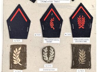 Belgien, Sammlung Rangabzeichen, auf Karton getackert