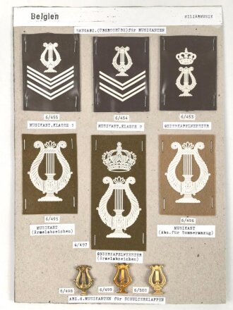 Belgien, Sammlung Ärmelabzeichen, auf Karton getackert