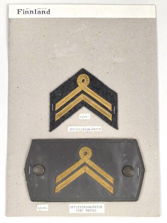 Finnland, Sammlung Rangabzeichen, auf Karton getackert