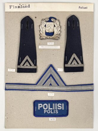 Finnland, Sammlung Rangabzeichen der Polizei, auf Karton...