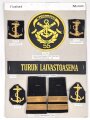 Finnland, Sammlung Rangabzeichen und Ärmelabzeichen der Marine, auf Karton getackert