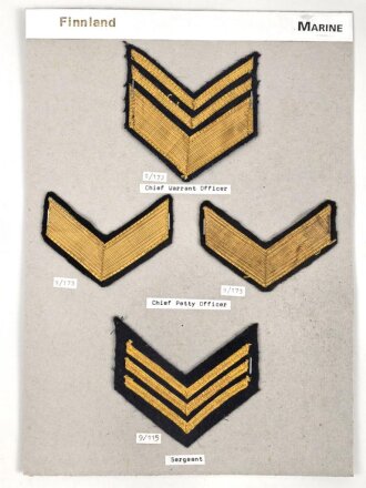 Finnland, Sammlung Rangabzeichen der Marine, auf Karton...