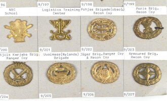 Finnland, Sammlung Barettabzeichen, auf Karton