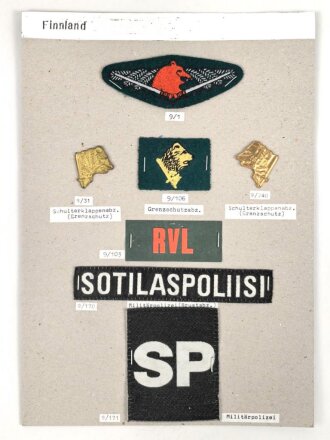 Finnland, Sammlung Abzeichen der Militärpolizei, auf...
