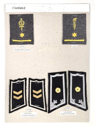 Finnland, Sammlung Rangabzeichen der Panzertruppe, auf...