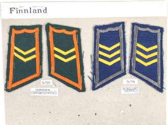 Finnland, Sammlung Rangabzeichen, auf Karton getackert