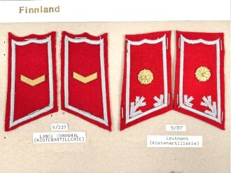 Finnland, Sammlung Rangabzeichen, auf Karton getackert