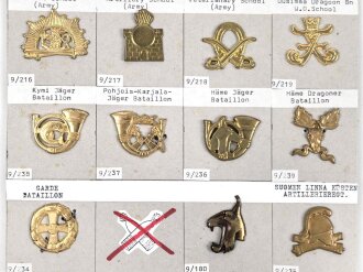 Finnland, Sammlung Barettabzeichen, auf Karton