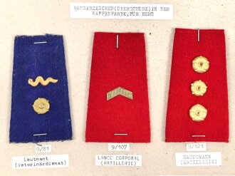 Finnland, Sammlung Rangabzeichen für das Hemd, auf Karton getackert