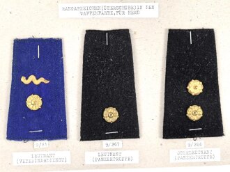 Finnland, Sammlung Rangabzeichen für das Hemd, auf Karton getackert