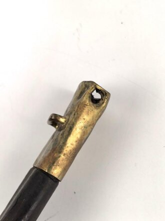 Bayern, Seitengewehr für Werder Gewehr Modell 1869, erleichtertes Modell, Scheidenbleche beschädigt, Naht des Scheidenleder offen, Leder weich, diverse Markierungen auf den Metallteilen, Herstellersteller W&ST (?), schlecht lesbar