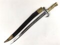 Bayern, Seitengewehr für Werder Gewehr Modell 1869, erleichtertes Modell, Scheidenbleche beschädigt, Naht des Scheidenleder offen, Leder weich, diverse Markierungen auf den Metallteilen, Herstellersteller W&ST (?), schlecht lesbar