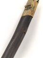 Bayern, Seitengewehr für Werder Gewehr Modell 1869, erleichtertes Modell, Scheidenbleche beschädigt, Naht des Scheidenleder offen, Leder weich, diverse Markierungen auf den Metallteilen, Herstellersteller W&ST (?), schlecht lesbar