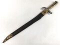 Bayern, Seitengewehr für Werder Gewehr Modell 1869, erleichtertes Modell, Scheidenbleche beschädigt, Naht des Scheidenleder offen, Leder weich, diverse Markierungen auf den Metallteilen, Herstellersteller W&ST (?), schlecht lesbar