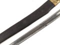 Bayern, Seitengewehr für Werder Gewehr Modell 1869, erleichtertes Modell, Scheidenbleche beschädigt, Naht des Scheidenleder offen, Leder weich, diverse Markierungen auf den Metallteilen, Herstellersteller W&ST (?), schlecht lesbar