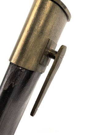 Württemberg, Pionierfaschinenmesser Modell 1871, mit Klinge älterer Ausführung, Hersteller FA Hermes Solingen, Klingenlänge 44,8 cm, Gesamtlänge mit Scheide 58 cm, Truppenstempel, Abnahmestempel 97 W, die Scheidenbeschläge gereinigt