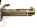 Württemberg, Pionierfaschinenmesser Modell 1871, mit Klinge älterer Ausführung, Hersteller FA Hermes Solingen, Klingenlänge 44,8 cm, Gesamtlänge mit Scheide 58 cm, Truppenstempel, Abnahmestempel 97 W, die Scheidenbeschläge gereinigt