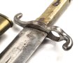 Württemberg, Pionierfaschinenmesser Modell 1871, mit Klinge älterer Ausführung, Hersteller FA Hermes Solingen, Klingenlänge 44,8 cm, Gesamtlänge mit Scheide 58 cm, Truppenstempel, Abnahmestempel 97 W, die Scheidenbeschläge gereinigt