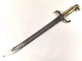 Kaiserreich, Pionier Faschinenmesser Modell 1871 mit Sägerücken, ohne Scheide, gereinigt, keine Markierungen erkennbar, Gesamtlänge 60,5 cm