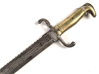 Kaiserreich, Pionier Faschinenmesser Modell 1871 mit Sägerücken, ohne Scheide, gereinigt, keine Markierungen erkennbar, Gesamtlänge 60,5 cm