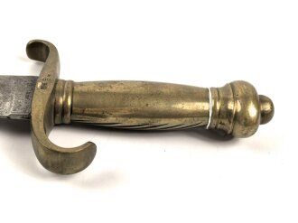 Preussen Kaiserreich, Faschinenmesser für Infanterie Modell 1852, Truppenstempel und Abnahme 60 W auf Parierstange, Hersteller E.Wilhelm. Suhl