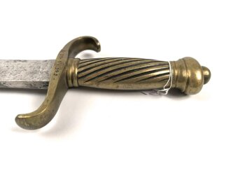 Preussen Kaiserreich, Faschinenmesser für Infanterie Modell 1852, Truppenstempel und Abnahme 60 W auf Parierstange, Hersteller E.Wilhelm. Suhl