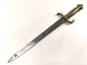 Preussen Kaiserreich, Faschinenmesser für Infanterie Modell 1852, Truppenstempel und Abnahme 60 W auf Parierstange, Hersteller E.Wilhelm. Suhl