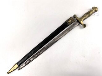 Frankreich, Seitengewehr für Feuerwehr , Bürgerwehr und Verwaltung nach Vorbild des Pionierseitengewehrs 1831, ungereinigt, Ortblech lose