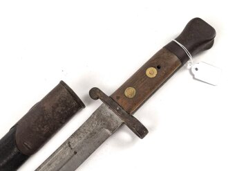Großbritannien, Seitengewehr Modell P 1888 Mark I Typ II, ungereinigt, Hersteller und Abnahmestempel auf der Klinge