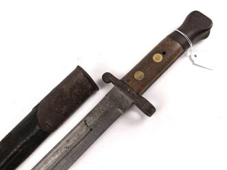 Großbritannien, Seitengewehr Modell P 1888 Mark I Typ II, ungereinigt, Hersteller und Abnahmestempel auf der Klinge