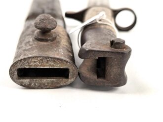Großbritannien, Seitengewehr Modell P 1888 Mark I Typ II, ungereinigt, Hersteller und Abnahmestempel auf der Klinge