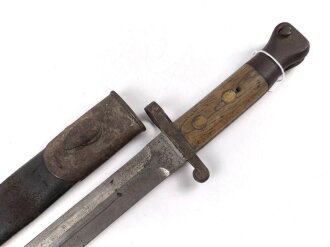 Großbritannien, Seitengewehr Modell P 1888 Mark I Typ II, ungereinigt, Hersteller und Abnahmestempel auf der Klinge