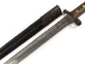 Großbritannien, Seitengewehr Modell P 1888 Mark I Typ II, ungereinigt, Hersteller und Abnahmestempel auf der Klinge