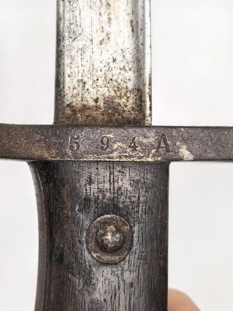 Belgien,Seitengewehr Modell 1882, ungereinigt, Klingenlänge 52,22,  Gesamtlänge 67,3 cm somit etwas länger als gewöhnlich,