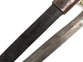 Frankreich Faschinenmesser Modell 1831, ungereinigt, Herstellerstempel Pichet freres Chatellerault 1833, mit Koppelschuh deren Befestigungslasche leider abgerissen ist, Scheide  cirka 9 mm geschrumpft