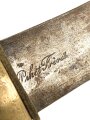 Frankreich Faschinenmesser Modell 1831, ungereinigt, Herstellerstempel Pichet freres Chatellerault 1833, mit Koppelschuh deren Befestigungslasche leider abgerissen ist, Scheide  cirka 9 mm geschrumpft
