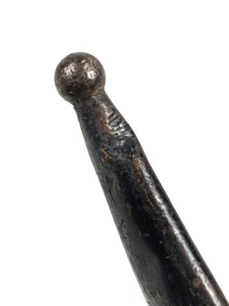 Österreich, Seitengewehr Modell 1870, ungereinigt, mit Koppelschuh, Herstellermarke auf Klingenansatz, Drückerfede bzw Drückerknopf entfernt und mit Zinn ausgefüllt,