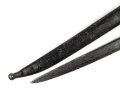 Österreich, Seitengewehr Modell 1870, ungereinigt, mit Koppelschuh, Herstellermarke auf Klingenansatz, Drückerfede bzw Drückerknopf entfernt und mit Zinn ausgefüllt,