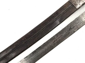 Württemberg, Infanterie Faschinenmesser Modell 1829, Truppenstempel auf Parierstange, diese abgeändert wie zu einem Katzbalger gehörig, ungleicher  Truppenstempel  auf Scheidenhaken, Stück wohl für historische Aufführungen abgeändert