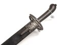 Württemberg, Infanterie Faschinenmesser Modell 1829, Truppenstempel auf Parierstange, diese abgeändert wie zu einem Katzbalger gehörig, ungleicher  Truppenstempel  auf Scheidenhaken, Stück wohl für historische Aufführungen abgeändert