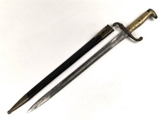 Preußen, Kaiserreich, Seitengewehr Modell 1871, nummerngleicher Truppenstempel, Hersteller Lüneschloß Solingen, Abnahmestempel W 74, ungereinigtes Stück