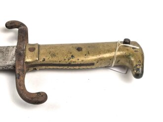 Preußen, Kaiserreich, Seitengewehr Modell 1871, nummerngleicher Truppenstempel, Hersteller Lüneschloß Solingen, Abnahmestempel W 74, ungereinigtes Stück