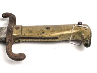 Preußen, Kaiserreich, Seitengewehr Modell 1871, nummerngleicher Truppenstempel, Hersteller Lüneschloß Solingen, Abnahmestempel W 74, ungereinigtes Stück