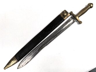 Russland, Faschinenmesser M1835 für Pioniere und Kanoniere mit Sägerücken,  das Messinggefäß entspricht dem französischen Muster 1831, jedoch zierlicher ,
