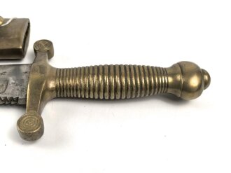 Russland, Faschinenmesser M1835 für Pioniere und Kanoniere mit Sägerücken,  das Messinggefäß entspricht dem französischen Muster 1831, jedoch zierlicher ,