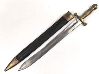 Russland, Faschinenmesser M1835 für Pioniere und Kanoniere mit Sägerücken,  das Messinggefäß entspricht dem französischen Muster 1831, jedoch zierlicher ,