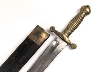 Russland, Faschinenmesser M1835 für Pioniere und Kanoniere mit Sägerücken,  das Messinggefäß entspricht dem französischen Muster 1831, jedoch zierlicher ,