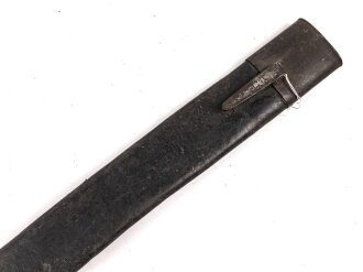 Württemberg, Scheide für Infanterie Faschinenmesser Modell 1829 , Truppenstempel auf Tragehaken, weiches Leder
